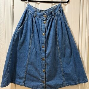 Cherokee Blue A-Line Denim Skirt with Button Detail